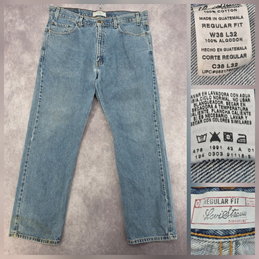 Vintage Levi Strauss Jeans Mens 38x32 Regular Fit Medium Wash Blue Fits 40x32